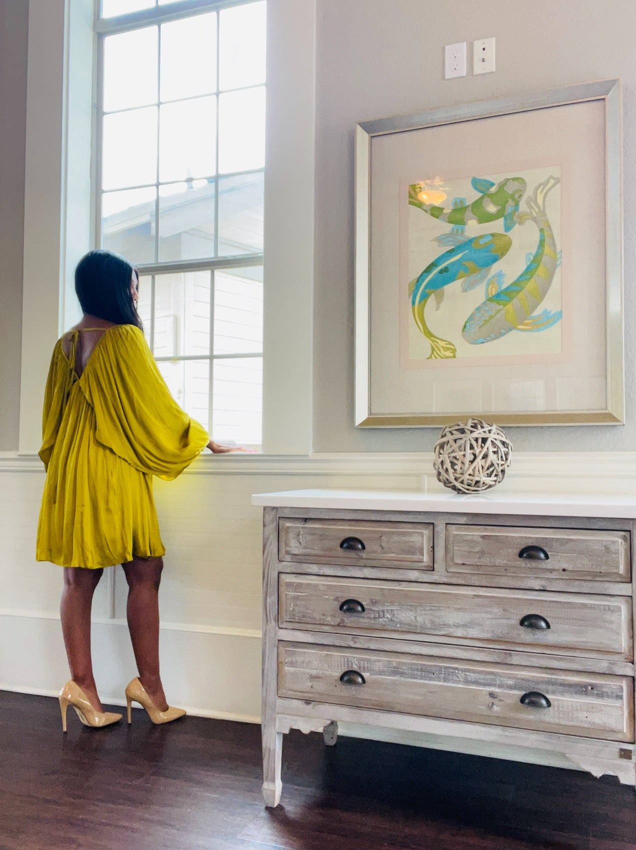 Shirred Mini Dress …. Model Wearing Size Small