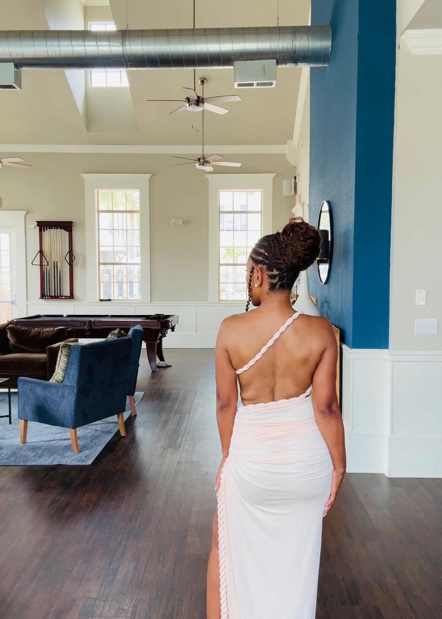 One Shoulder Ruched Cutout Dress