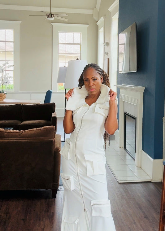 White Cargo Dress