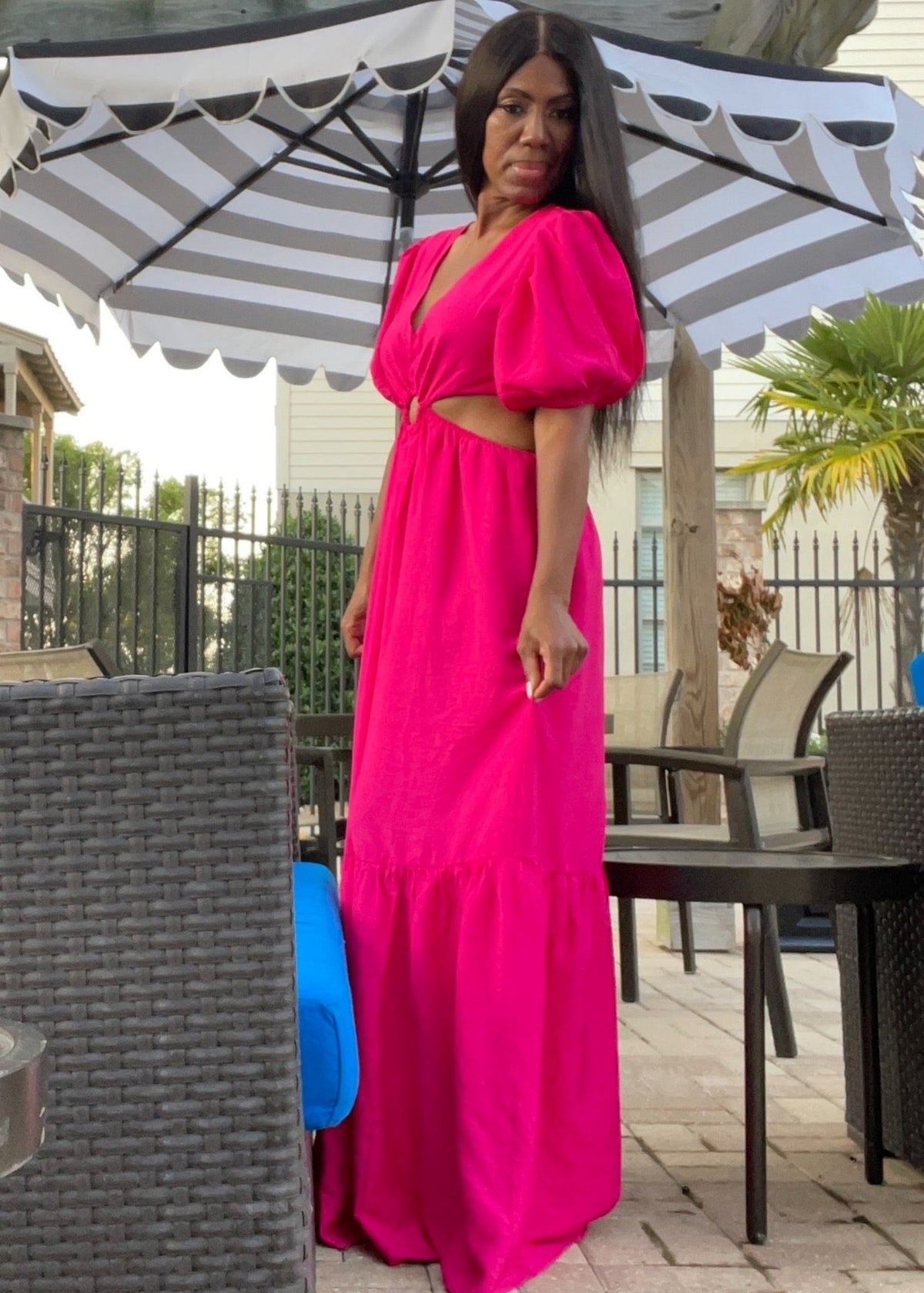 magenta dress maxi – I AM ME EXCLUSIVES nav:dresses Size:7Y tailored fit * Custom Altuzarra Donrine Faux Pearl-embellished